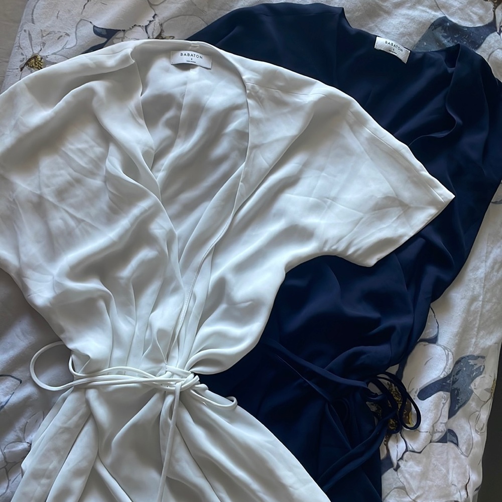Babaton white wrap dress in size small